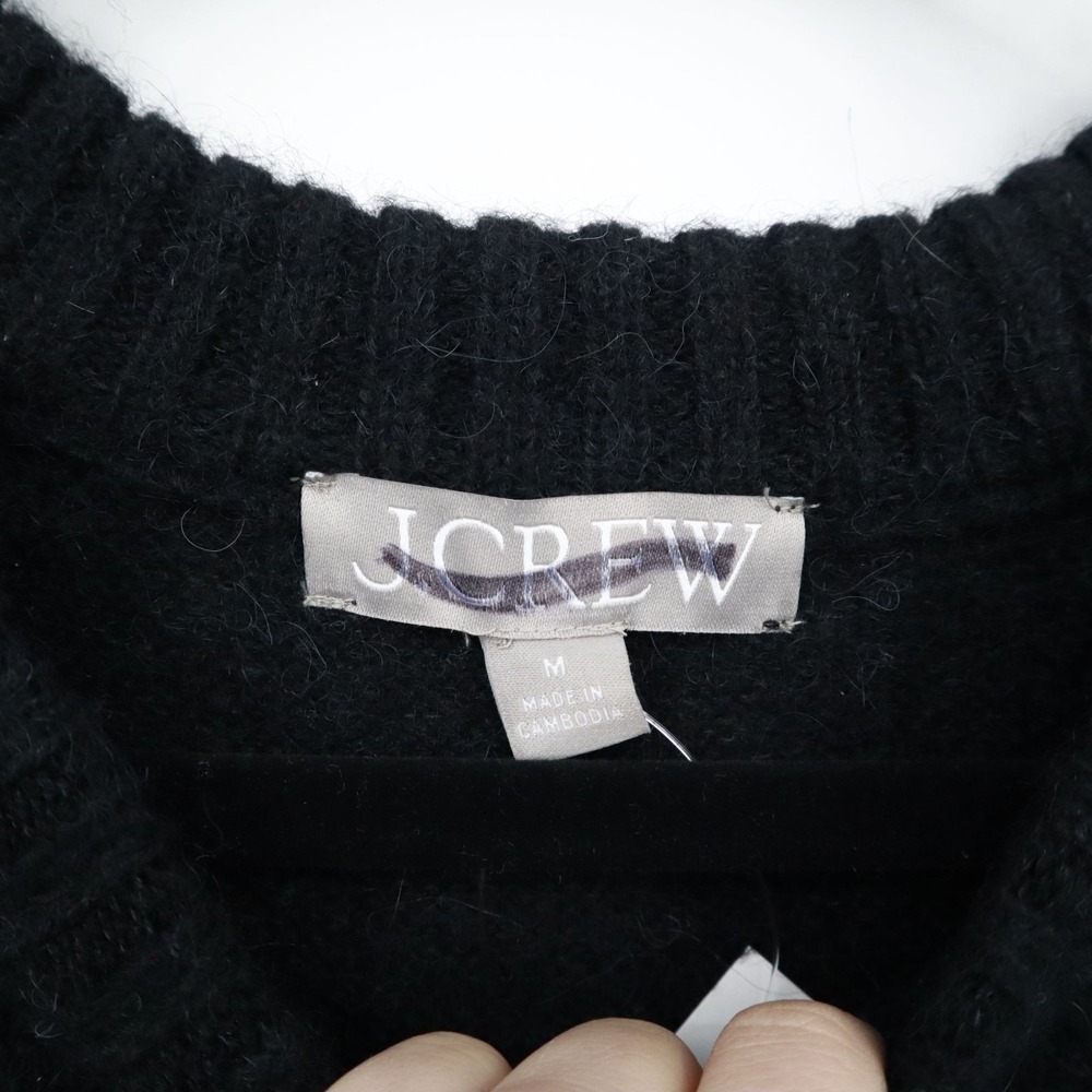 J. Crew Wool Alpaca Sweater Women M Black Mod Classic Timeless Sophisticated NWT - Picture 3 of 16